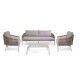 Set Lounge ANNISTON Bianco/Vimini: Divano 3 Posti, Poltrone Alluminio e Wicker, Tavolo Vetro Ceramica - Stark s.r.l.