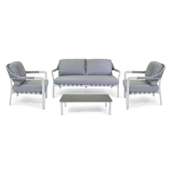 Set Lounge TILDEN Bianco/Grigio: Arredo Contract Alluminio, Corda e Pietra Sinterizzata - Stark s.r.l.