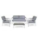 Set Lounge TILDEN Bianco/Grigio: Arredo Contract Alluminio, Corda e Pietra Sinterizzata