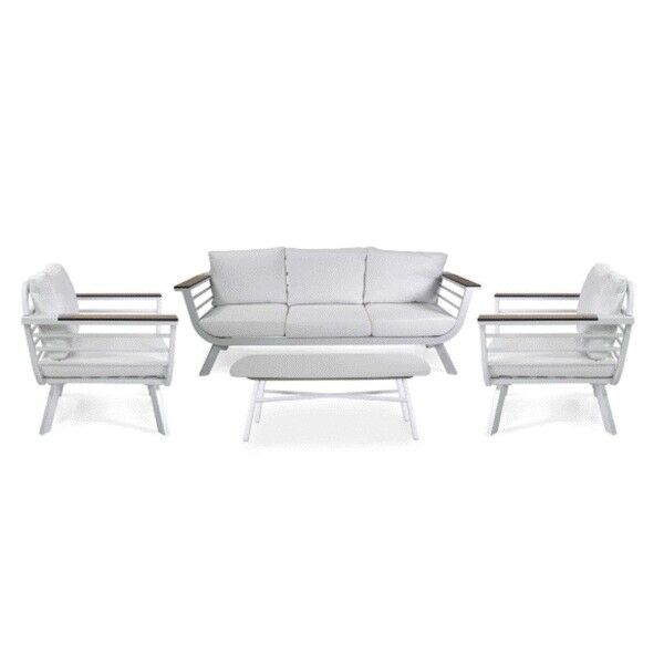 Salotto Contract NEW RIVERSIDE Bianco: Set Alluminio Antiruggine, HPL e Cuscini Olefina - Stark s.r.l.