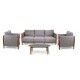Salotto Esterno COLTON Effetto Legno/Beige: Set Alluminio, Cuscini Spun Poliestere, Tavolo Pietra Sinterizzata - Stark s.r.l.