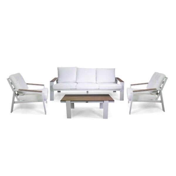 Set Lounge RIVERSIDE (S646908) Bianco: Alluminio Antiruggine, HPL e Cuscini Olefina per Contract - Stark s.r.l.