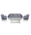 Set Lounge WICHITA Bianco/Grigio Chiaro: Arredo Giardino B2B Alluminio, Corda e Pietra Sinterizzata