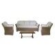 Salotto Giardino OAKLAND Naturale/Bianco: Set Contract Acciaio, Polyrattan e Alluminio Effetto Legno - Stark s.r.l.