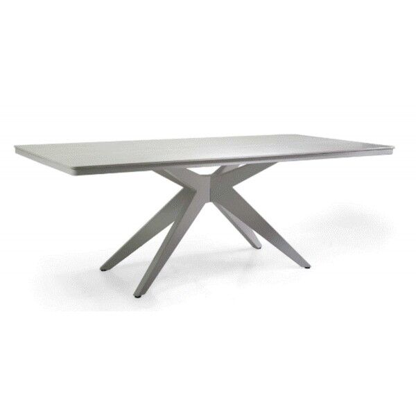 Tavolo da Esterno CONRADO Bianco 200x100: Alluminio e Top Pietra Sinterizzata Effetto Marmo per Contract - Stark s.r.l.