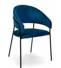 Poltrona Elegante CHLOE Blu Notte: Velluto a Coste, Braccioli e Metallo Nero | Arredo B2B