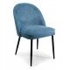 Sedia Design Blu Ottanio: Tessuto Antimacchia e Metallo Nero per Ristoranti e Bar B2B