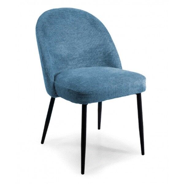 Sedia Design Blu Ottanio: Tessuto Antimacchia e Metallo Nero per Ristoranti e Bar B2B