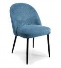 Sedia Design Blu Ottanio: Tessuto Antimacchia e Metallo Nero per Ristoranti e Bar B2B