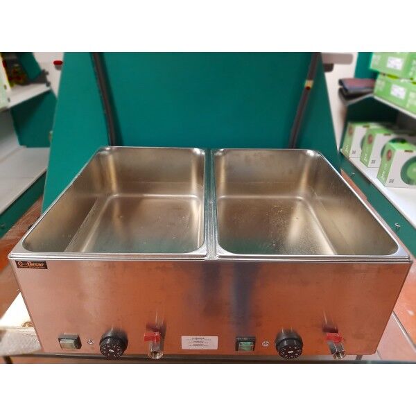 Countertop bain-marie hot table 2xGN1/1 with differentiated temperatures and taps. - Forcar Multiservice