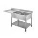 Stainless steel cantilever sink with two bowls. Depth 70 cm - Forcar Inox