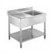 Lavello aperto in acciaio inox con una vasca, profondità 70 cm - Forcar Inox