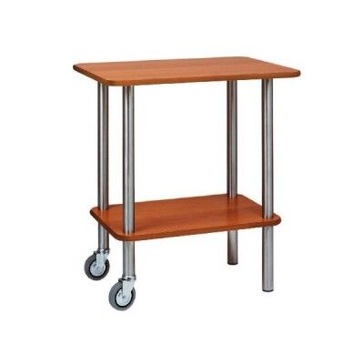 Trolley gueridon two floors 70x50 cm wood. 2 or 4 wheels. Stainless steel structure -