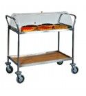 Trolley for desserts, cheeses and appetizers Width 90cm. Stainless steel and wooden top. plexiglass dome. CA1152