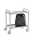 Stainless steel service trolley with hole for waste bag. 90 cm width. CA1390S