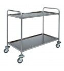 Stainless steel service cart, with two tops.