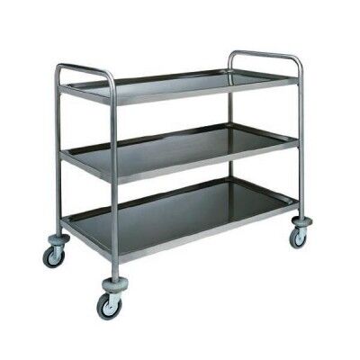 Stainless steel service trolley. three soundproofed floors. total capacity 100 kg. - Forcar