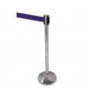 Polished stainless steel lane delimiting rod height 100cm with 2m tape