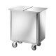 Hopper with wheels, made of stainless steel with removable lid - Forcar Multiservice