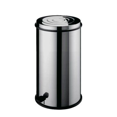 Dustbin round stainless steel with pedal and basket - Forcar