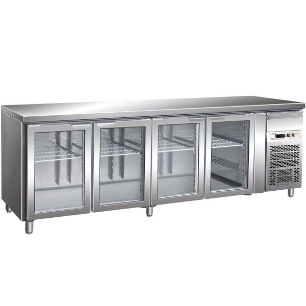 Forcar Refrigerated Table 4 doors glass positive GN4100TNG - Forcar Refrigerated