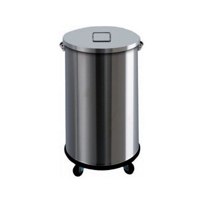 63 litre stainless steel dustbin with wheels without pedal. AV4671 - Forcar