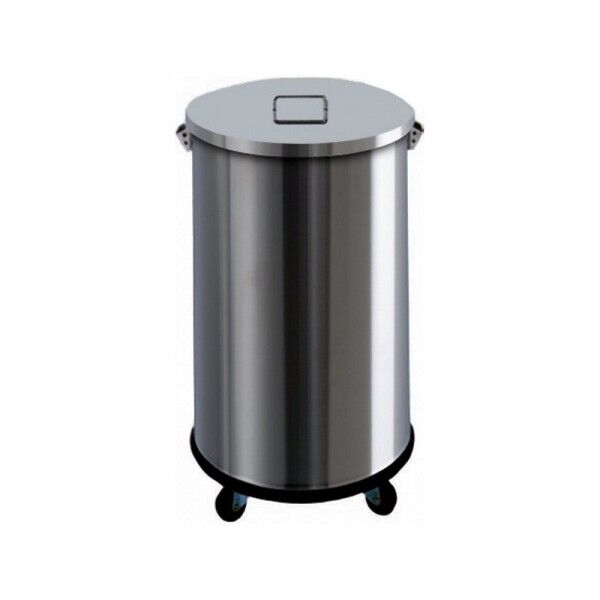 63 liter stainless steel dustbin with wheels without pedal. AV4671 - Forcar Multiservice