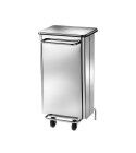 Rectangular stainless steel dustbin with 2 wheels and lid opening pedal