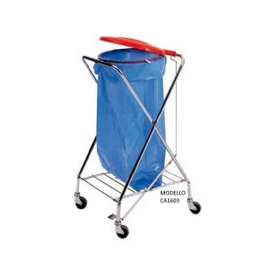 Bag trolley with X-shaped structure. round attachment and plastic lid. - Forcar