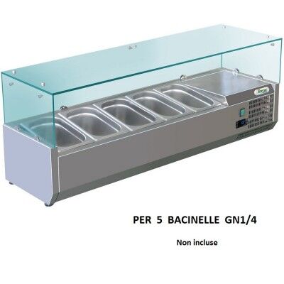 Forcar RI12033V 120x33 cm refrigerated ingredient display case for 5 GN 1/4 gastronorms.