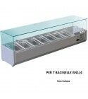 Forcar RI15033V 150x33 cm refrigerated ingredient display case for 7 GN 1/4 gastronorms.