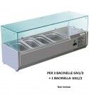 Forcar RI12038V 120x38 cm refrigerated ingredient display case for 3 GN 1/3 bowls 1 GN 1/2 bowl.