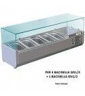 Forcar RI14038V 140x38 cm 140x38 cm refrigerated ingredient display case for 4 GN1/3 basins to GN 1/2 basin.