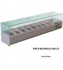 Forcar RI18038V 180x38 cm refrigerated ingredient display case for 8 GN 1/3 gastronorm trays.