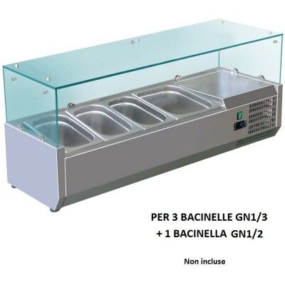 Refrigerated display case for 120x380 AISI201 stainless steel for 3 GN 1/3 1 basin GN 1/2. VRX1200-38-FC - Forcold