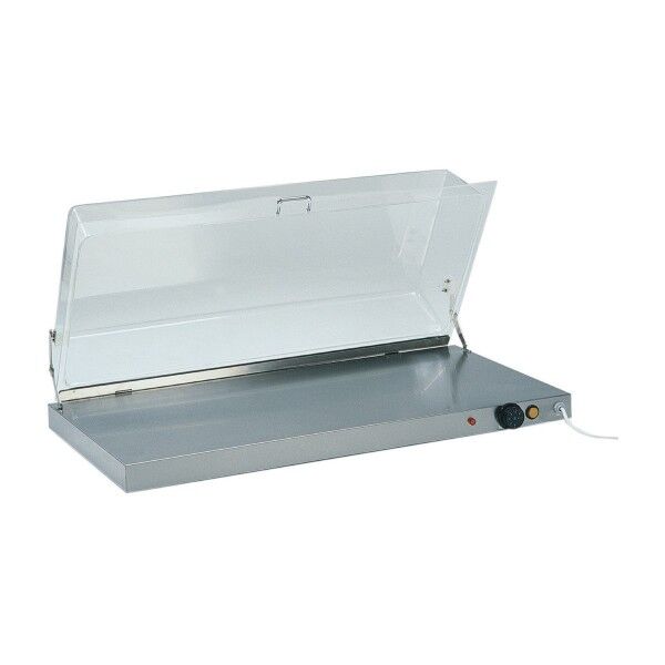 Stainless steel hot plate 90x45cm. PCC4710 Adjustable Thermostat. Plexiglass dome - Forcar Multiservice