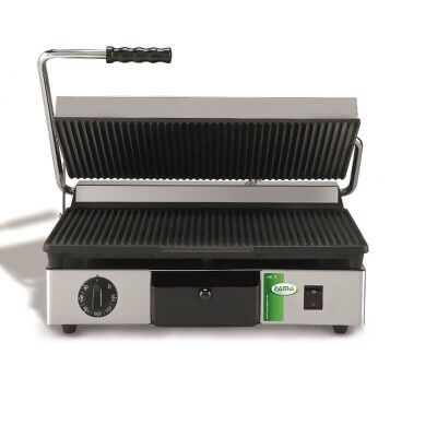 Medium cast iron grill plate with grooved surfaces. Model: PCORT - Fama industrie