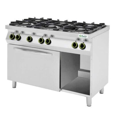 Kitchen 6 gas burners, electric oven and open compartment. Model: CC76GFEV - Fimar