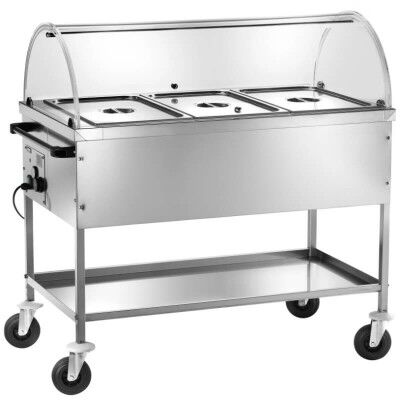 Hot bain-marie display trolley with differentiated temperature and dome. Model: CT1760C - Forcar