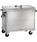 Stainless steel bain-marie cabinet trolley differentiated temperature and lid. Series: CT