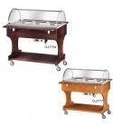 Carrello espositore bagnomaria con cupola in plexiglass. CL2778