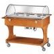 Bain-marie display cart with plexiglass dome and wooden frame. - Forcar Multiservice