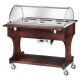 Bain-marie display cart with plexiglass dome and wooden frame. - Forcar Multiservice