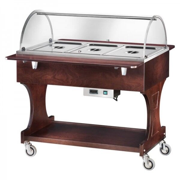 Carrello espositore bagnomaria con cupola in plexiglass. CL2777N - Forcar Multiservice