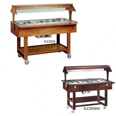 Bain-marie display trolley with wooden and neon structure. Model: ELC2828 - Forcar