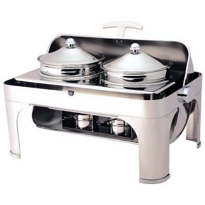 Chafing dish with 180° rectangular roll top lid. Model: CD6505 - Forcar