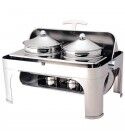 Chafing dish with 180° rectangular roll top lid. Model: CD6505
