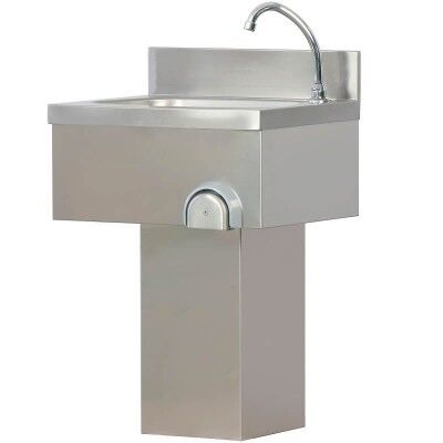 Pedestal hand basin with knee control.