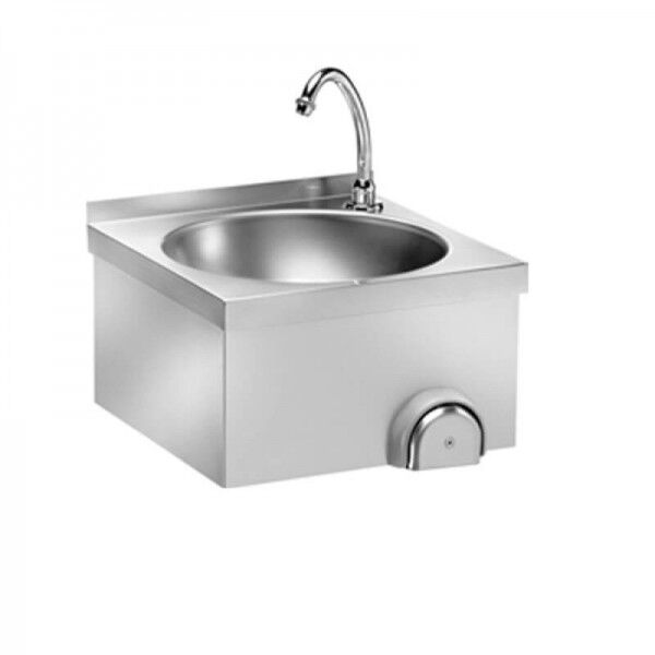 Stainless steel wall-mounted handwash, knee control. - Forcar Multiservice