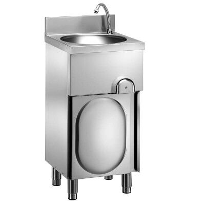Hand wash basin on Inox cabinet and knee control. LM48M